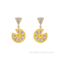 Más nuevo 925 Silver CZ Lemon Pendiente para niña